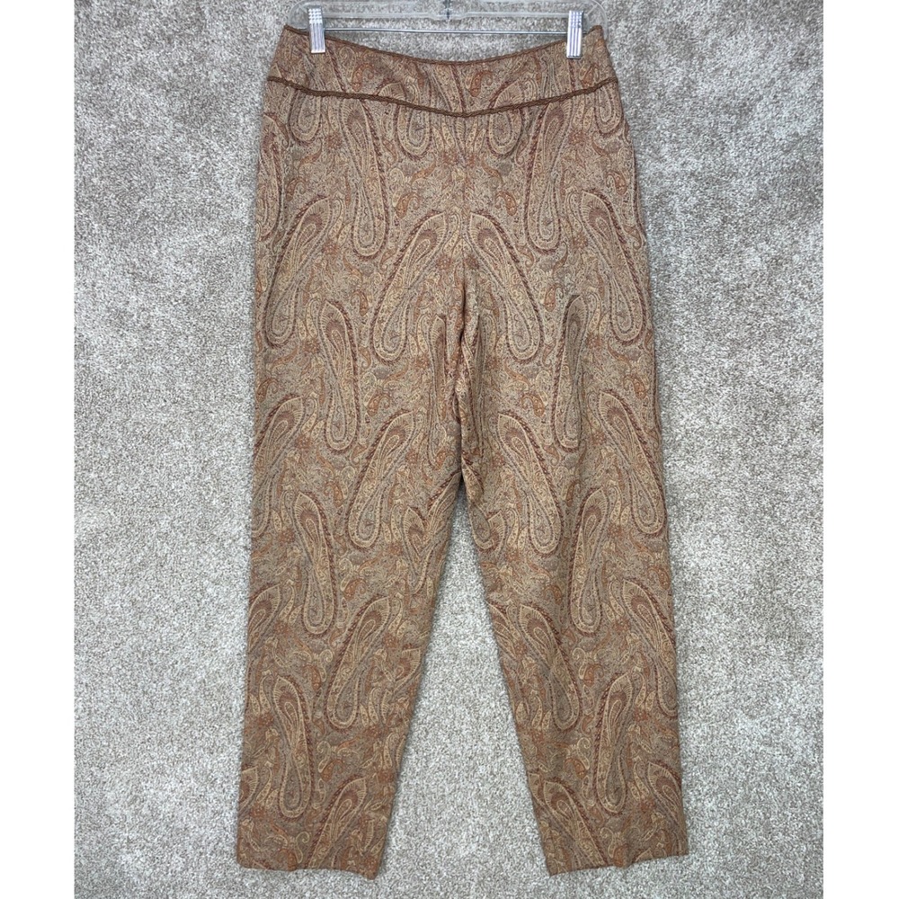 Talbots Collection Wool Paisley Print Pants Women 10 Brown High Waisted Academia